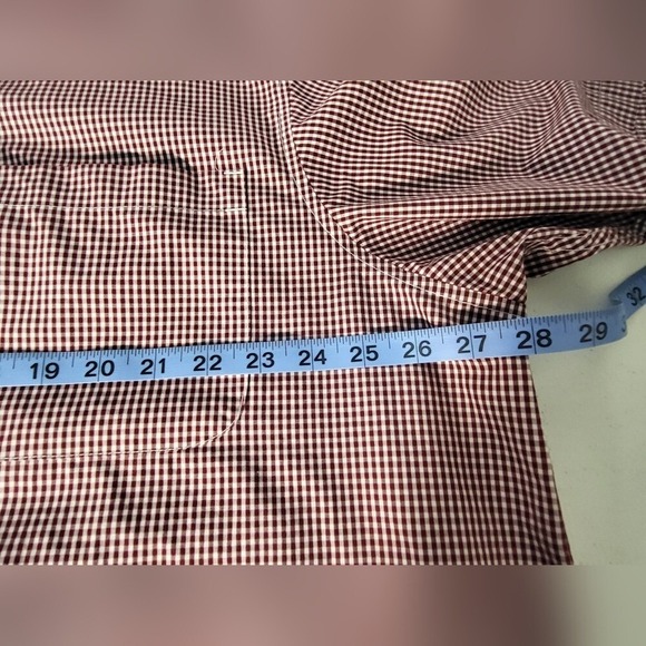 Red Head Bad Bear Gingham Check Button Up Short Sleeve Shirt Casual Maroon XL - Picture 4 of 6